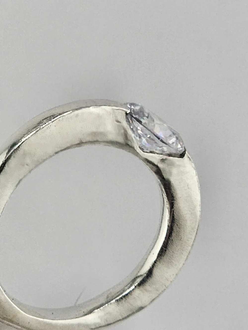 CUBIC ZIRCONIA PRESSURE RING HANDMADE STERLING SILVER SIZE7 - Picture 12 of 15
